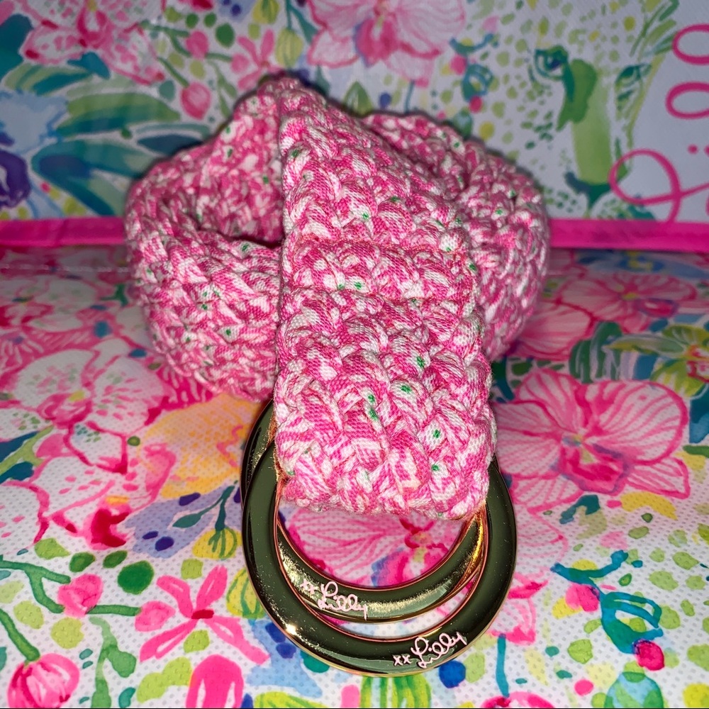 NEW Lilly Pulitzer Signature woven belt Pink White